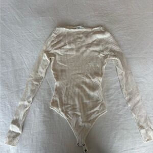 Abercrombie & Fitch Off-White Ribbed Bodysuit
